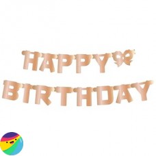 Napis Happy Birthday Rose Gold z mašnico